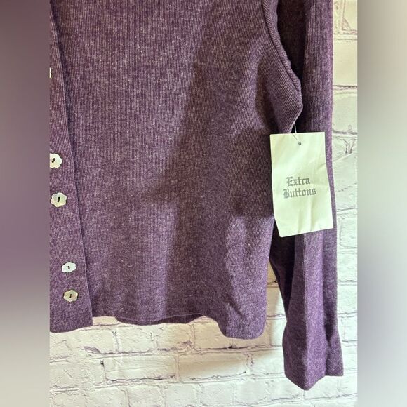 VINTAGE Coldwater Creek Heather Purple Button Front Cropped Cottage Cardigan S - Picture 3 of 11